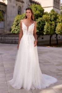 Pauline wedding dress by Margarett Bridal from Belladonna Bridal in Galway the experts for bridalwear and bridal accessories